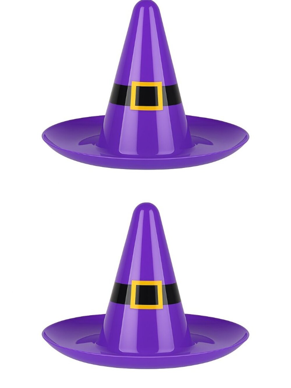 Halloween Witch Hat Candy Bowls 2 Pack Purple Plastic 13.5 Inch Party Decor